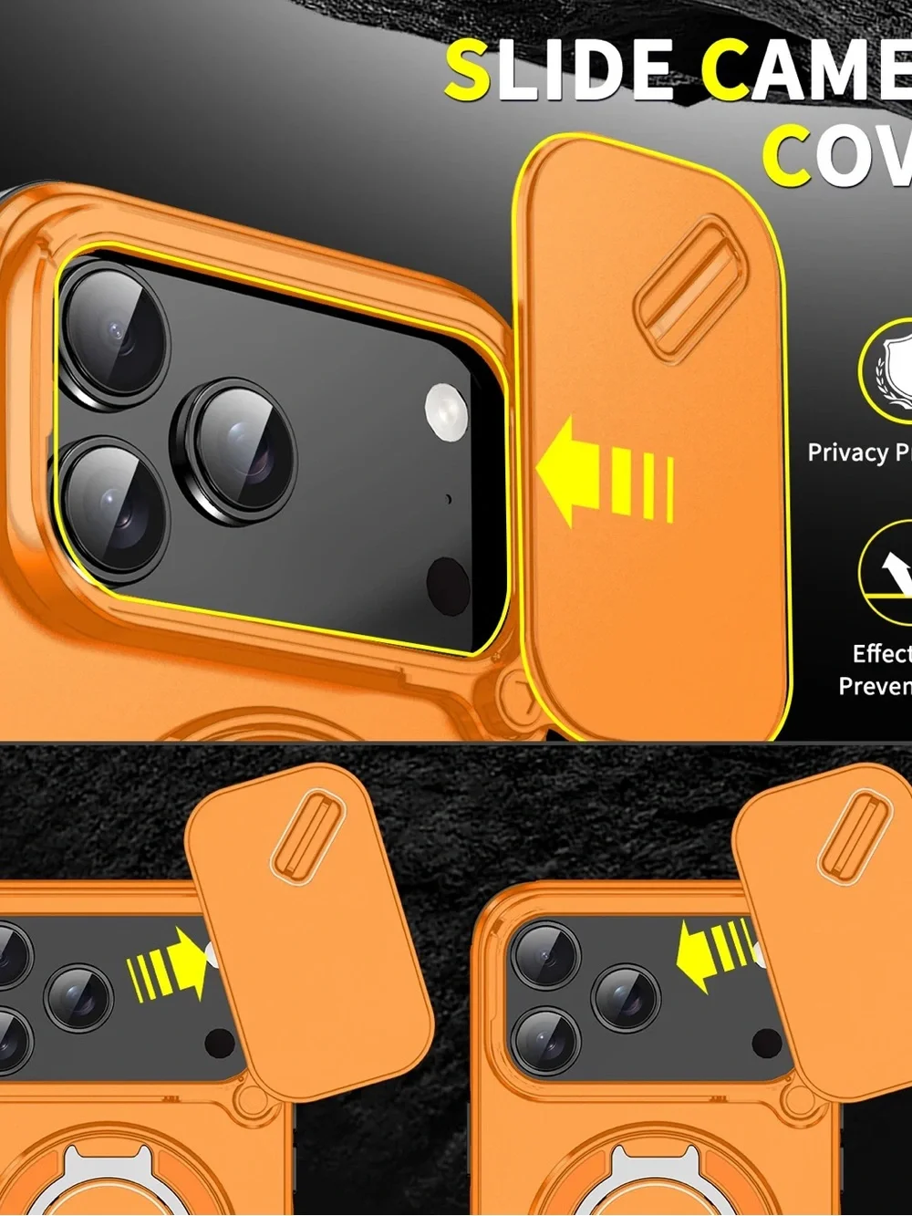 Magnetic Car Mount Ring Phone 17 pro max Case - Orange